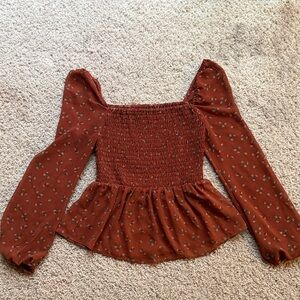 Aeropostale Terracotta Floral Peplum Blouse
